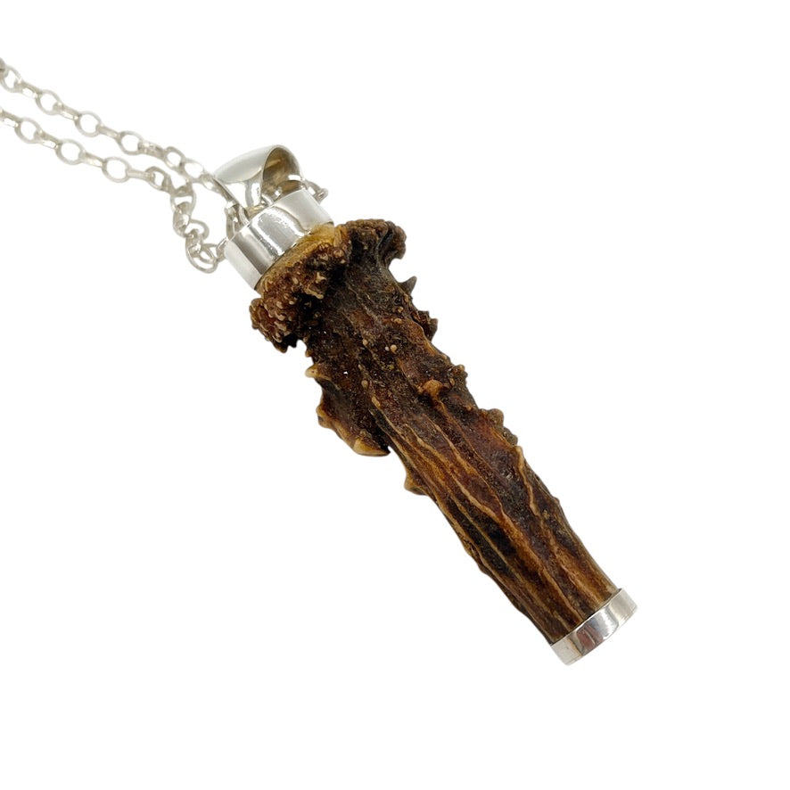 One-of-a-Kind Deer Antler Pendant in 925 Sterling Silver