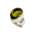 Golden brown hand-cut volcanic glass teardrop ring in 925 sterling silver