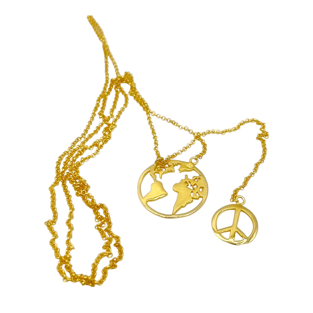 "Give Peace a Chance" Statement Necklace – 925 Sterling Silver, 18K Gold Plated