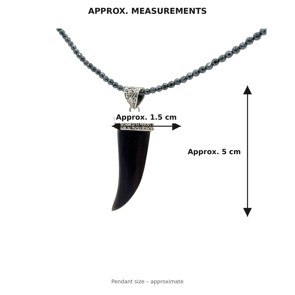 Black Wood Horn Pendant in 925 Sterling Silver