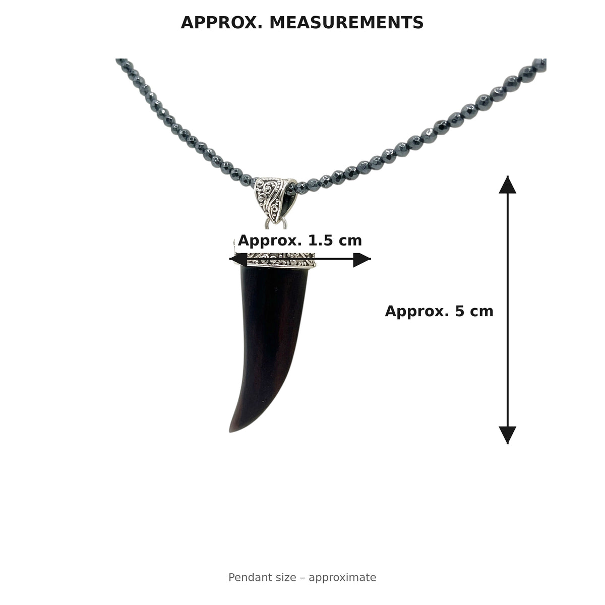 Black Wood Horn Pendant in 925 Sterling Silver