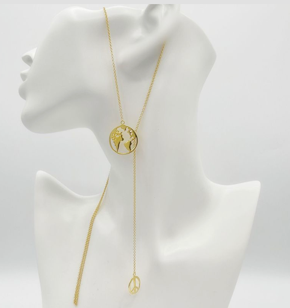 Give Peace a Chance necklace displayed on jewelry bust