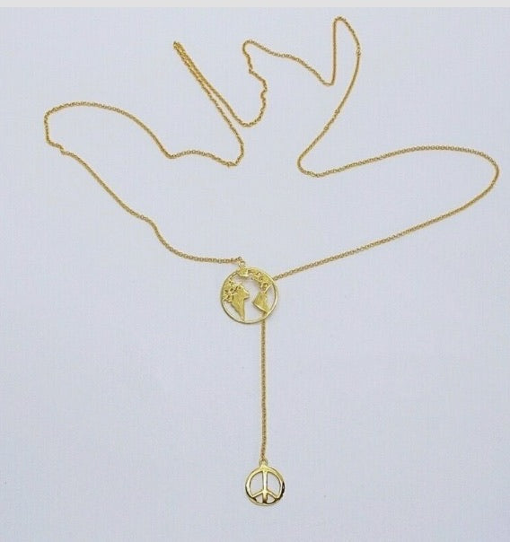 "Give Peace a Chance" Statement Necklace – 925 Sterling Silver, 18K Gold Plated
