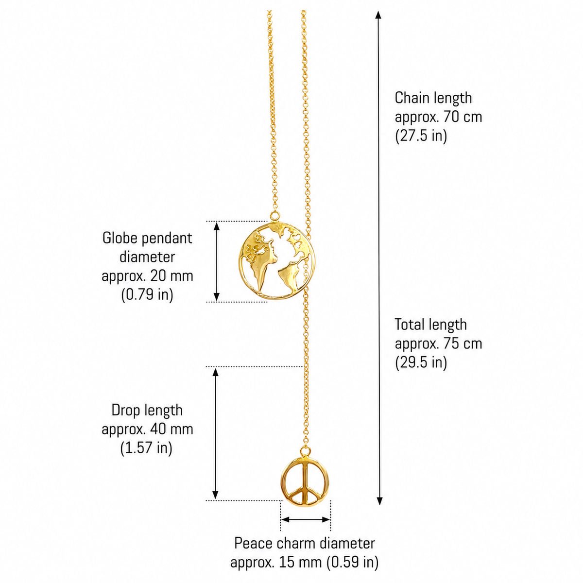 "Give Peace a Chance" Statement Necklace – 925 Sterling Silver, 18K Gold Plated